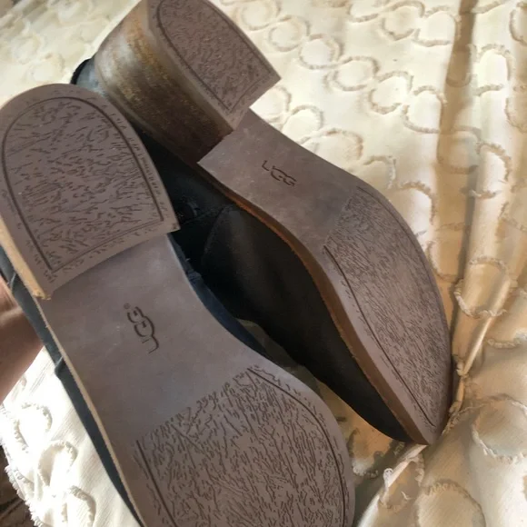 Ugg booties Black Leather Ankle Boots with Buckle Detail size 11 - Picture 3 of 4